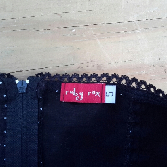 Ruby Rox Black White Polka Dots Strapless Fit Flar - Picture 10 of 12